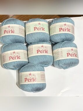 Vintage Yarn - Lady Fair Perlé Light Blue DK weight acrylic yarn - 7 skeins